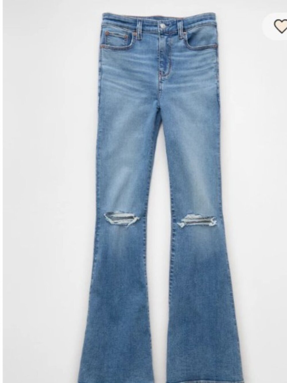 American Eagle Outfitters High Rise Distressed Flare Jeans - Blue